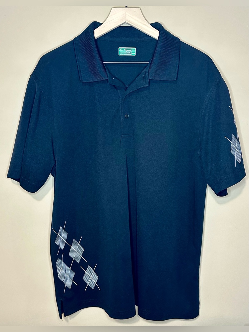 Ben Hogan Men’s Black Argyle Performance Golf Polo – XL 46/48